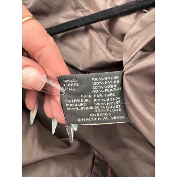 Cole Haan Women's Size Large Brown Down Puffer Coat Pillow Hood Collar - Picture 11 of 12